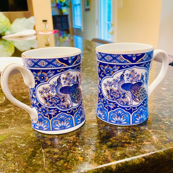 arnart imports Other - 2 Imperial Peacock blue peacock mugs w/gold trim  @1983 Arnart Collector Vintage